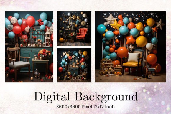 Download Balloon Party Studio Backdrop Overlays - Premium Resources