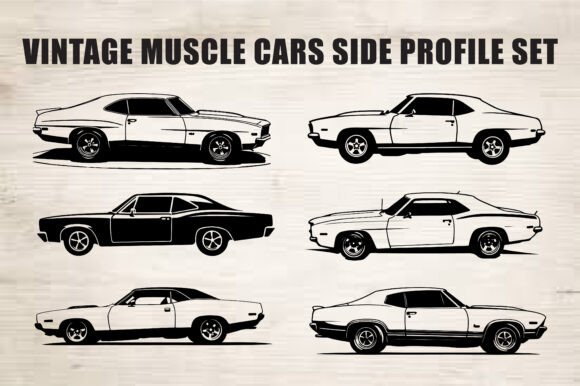 Download Classic Muscle Car Silhouette Set - Silhouette set Collection