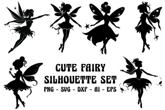 Download Cute Fairy Silhouette Set - Silhouette set Collection