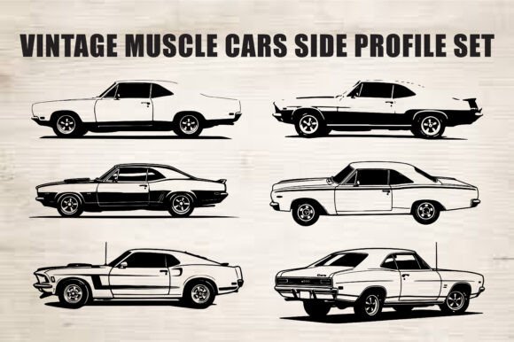 Download Classic Muscle Car Silhouette Set - Silhouette set Collection