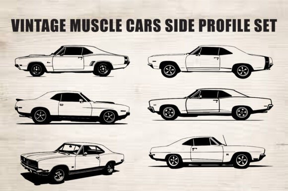 Download Classic Muscle Car Silhouette Set - Silhouette set Collection